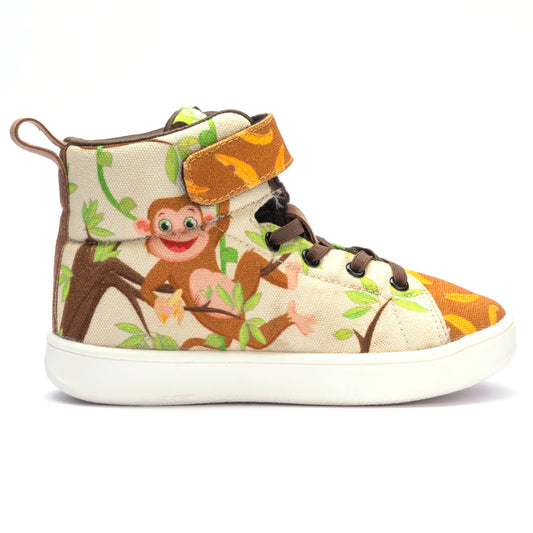 Hopup Kids Monkey Hi-Top Sneakers | Playful Corded Lace-Up Shoes | Lightweight & Anti-Skid Sneakers for Kids