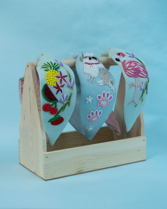 Big Flamingo Hair band - Aqua Blue