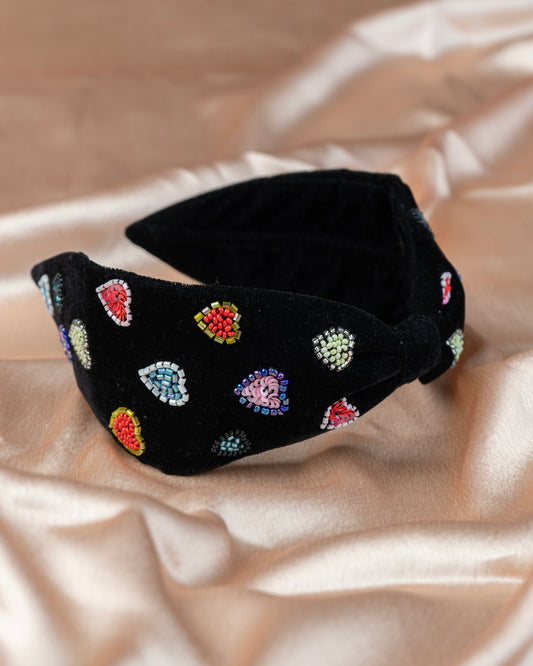 SweetHeart Velvet Hair Band -Black Velvet