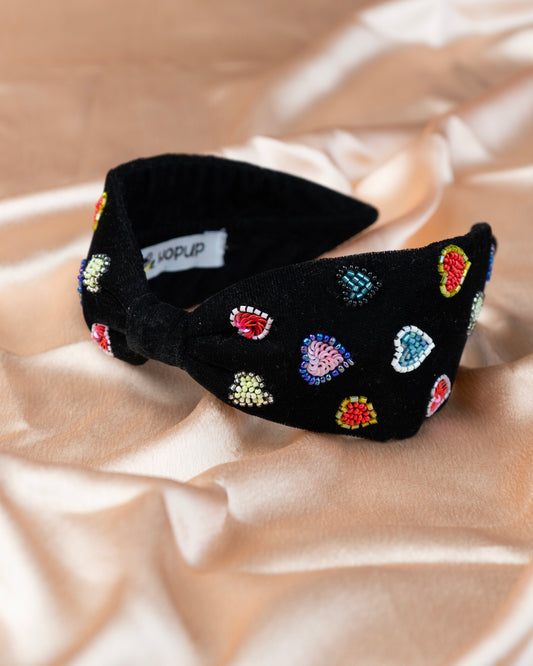 SweetHeart Velvet Hair Band -Black Velvet