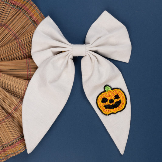 Big Designer Pumpkin Hair Bow