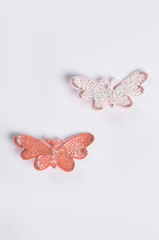 Butterfly Hair Pins - Set Of 2 - Peach