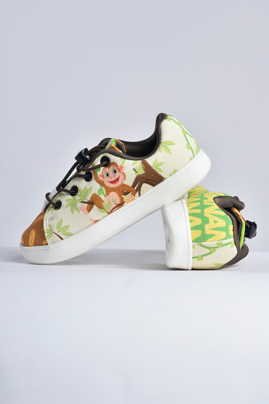 Hopup Kids Monkey Sneakers | Fancy & Comfortable Corded Shoes with Velcro