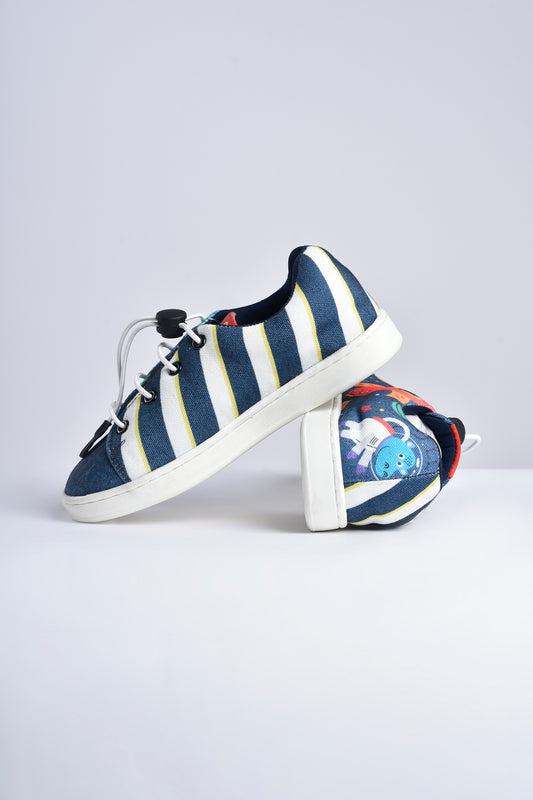 Hopup Kids Space Sneakers | Fancy & Comfortable Velcro Shoes with Cord Laces