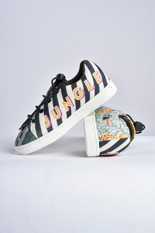 Hopup Kids Jungle Sneakers | Fancy Corded Shoes with Velcro Strap | Comfortable & Durable Footwear
