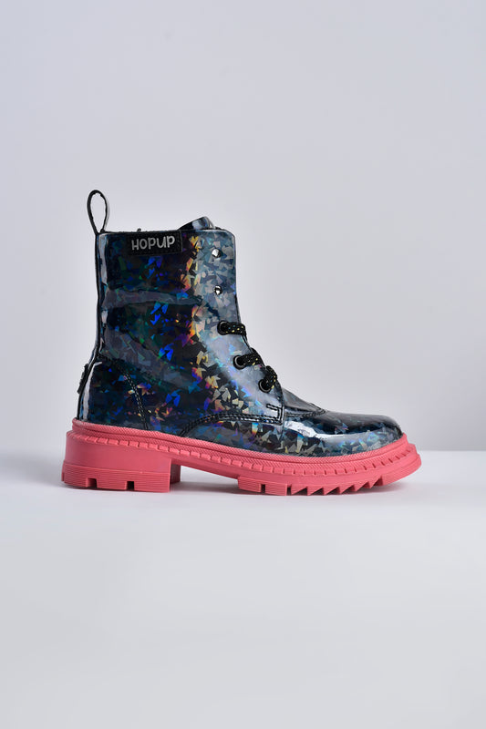 Hopup Rock Star Glitter Boots | Sparkly Zip-Up Party Boots for Kids | Lightweight & Anti-Skid Designer Footwear