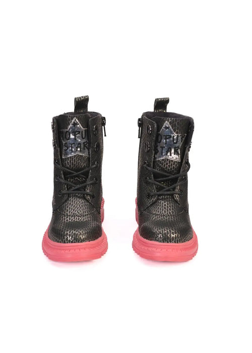 Rock Star Black Silver Grid Boots