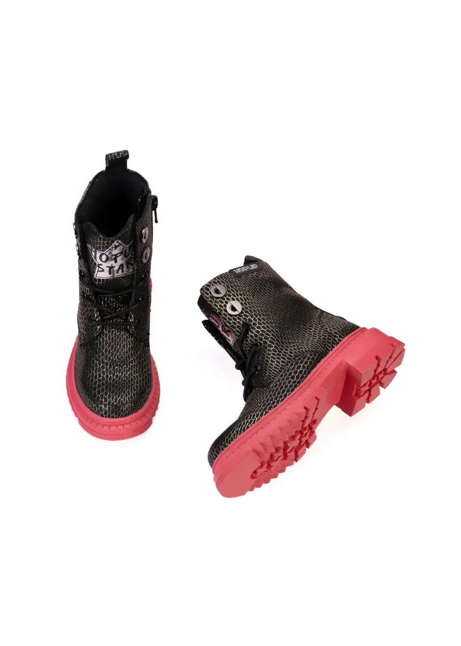 Rock Star Black Silver Grid Boots