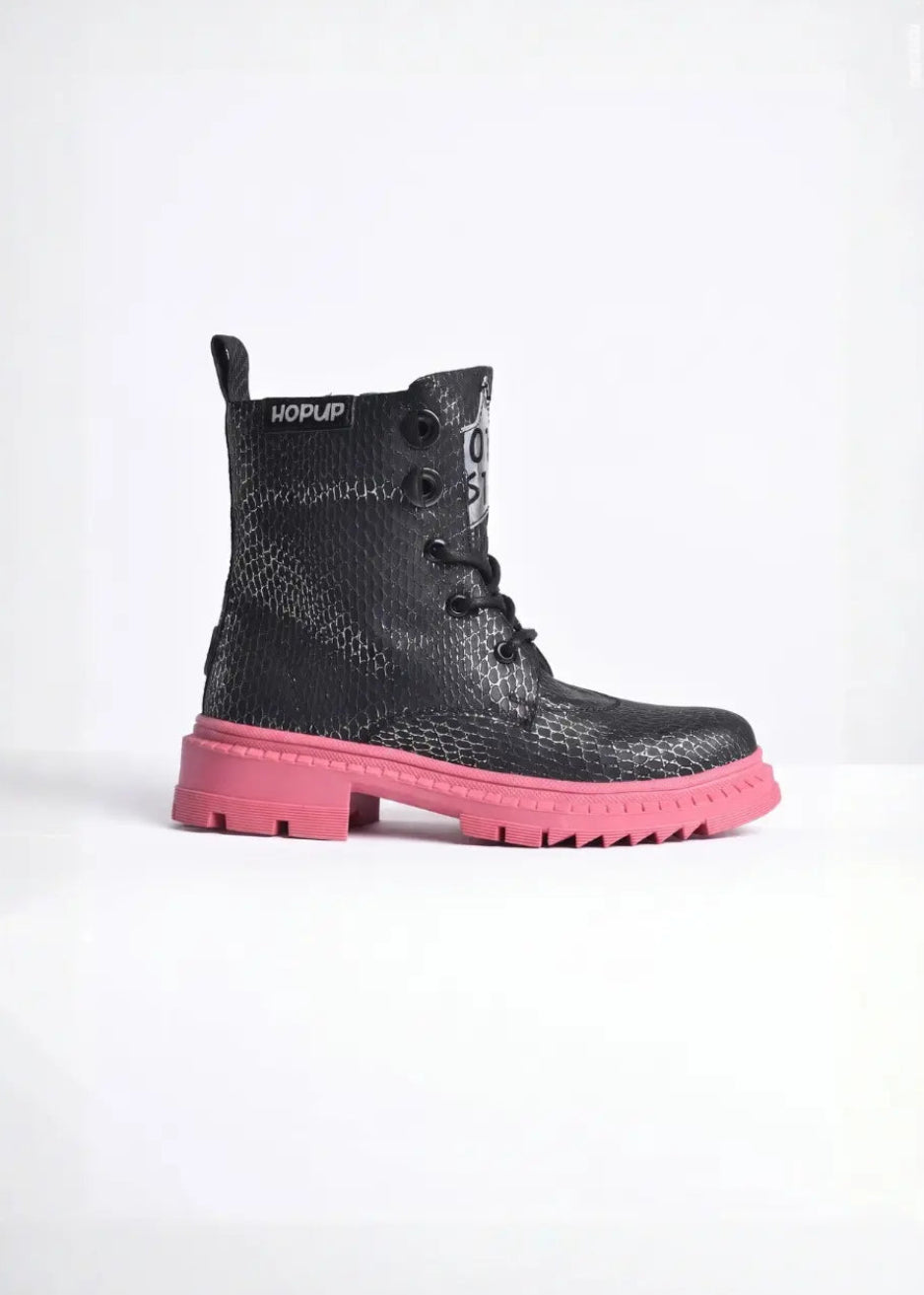 Rock Star Black Silver Grid Boots