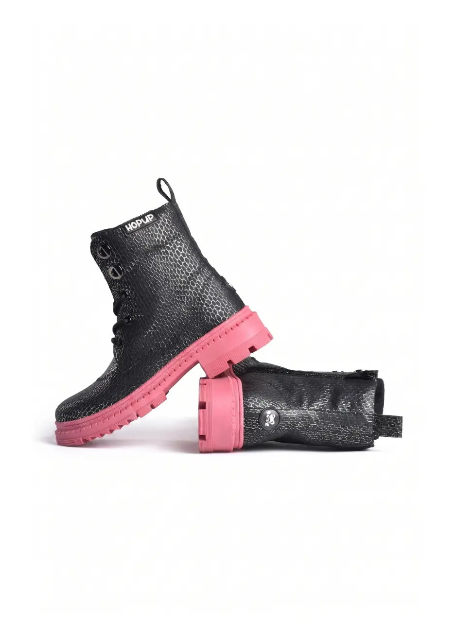 Rock Star Black Silver Grid Boots