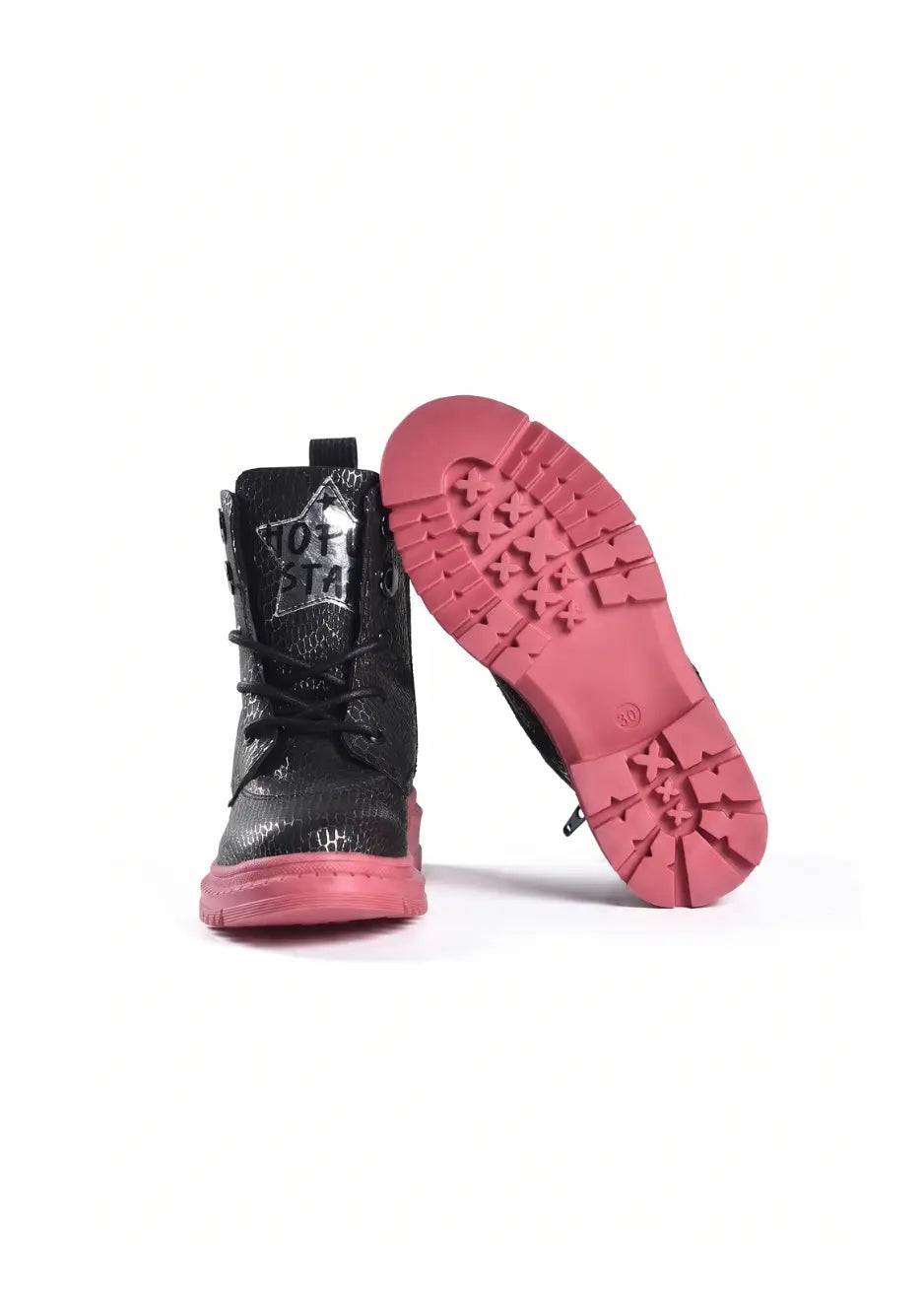 Rock Star Black Silver Grid Boots