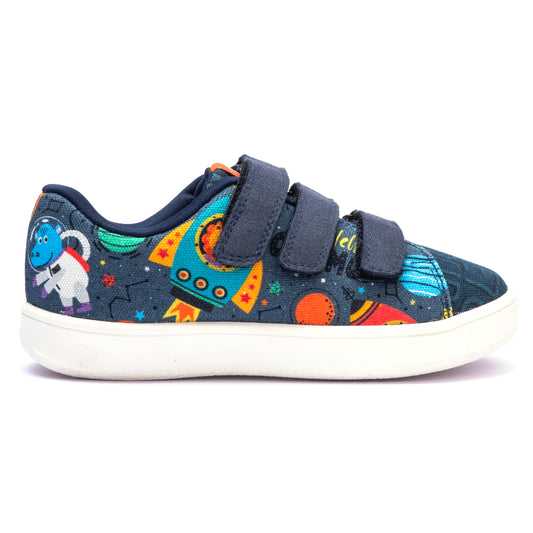 Hopup Kids Space Straps Sneakers | Cosmic-Themed Low-Top Shoes with Velcro | Lightweight & Anti-Skid Sneakers for Kids
