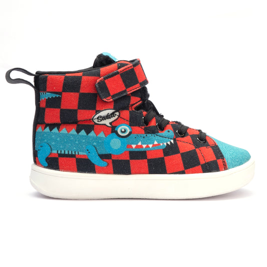 Hopup Kids Alligator Hi-Top Sneakers | Bold Corded Shoes with Lace-Up Closure | Stylish & Anti-Skid Sneakers for Kids