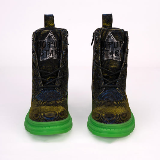 Hopup Rockstar Lazer Glitter Hi top Boots for kids