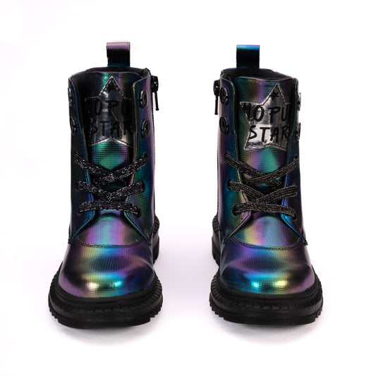 Hopup Unicorn Mat Lazer Hi top Boots for children