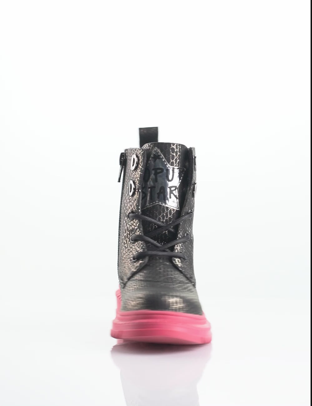 Rock Star Black Silver Grid Boots